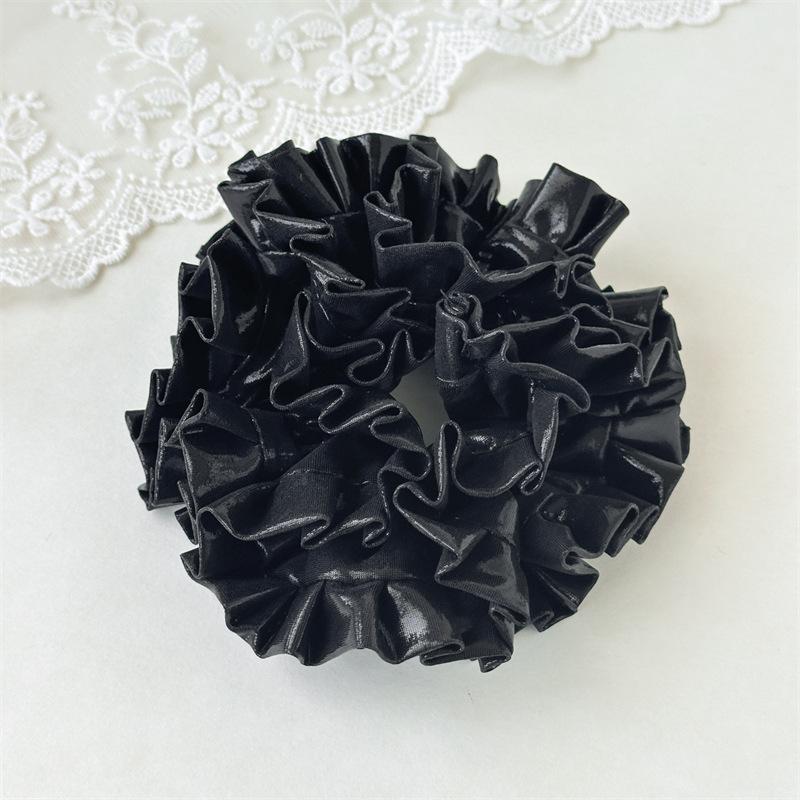 Double-layer Laser Beam Waist Long Hair Ring with Embroidered Hydrangea Pleated Hair String - An Elegant Hair Accessory for The Head.