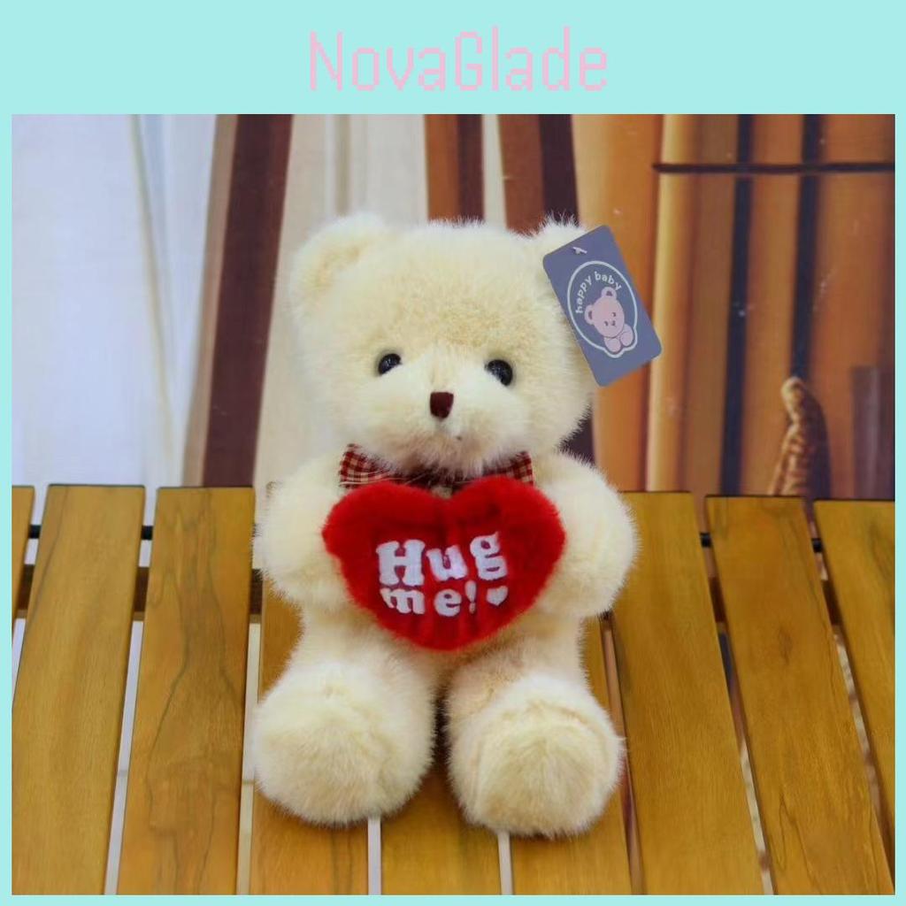 Bear Plush Toy With Love Heart Decoration For Gift Fun And Kids Play