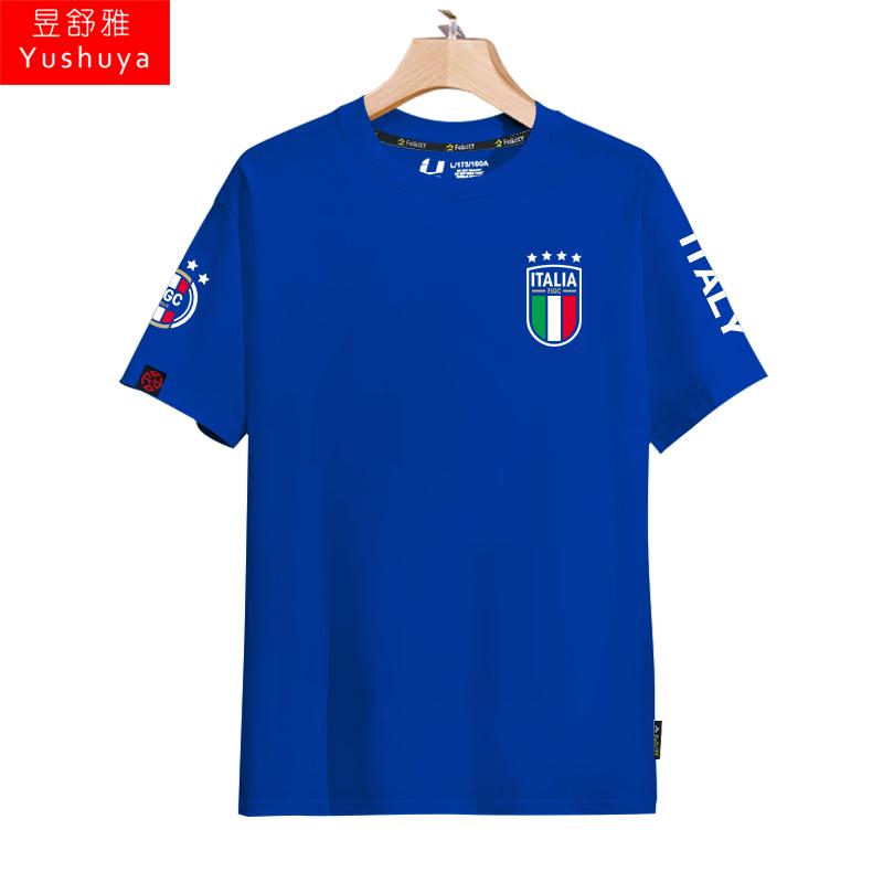 Italy Team European Cup World Cup Football Fan Uniform Short Sleeved T-shirt Men's and Women's 3D Printed T-shirt Summer