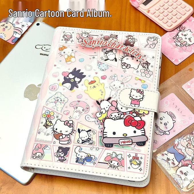 A5 PU Leather Magnetic Buckle Cute Cartoon Diary with Card Holder