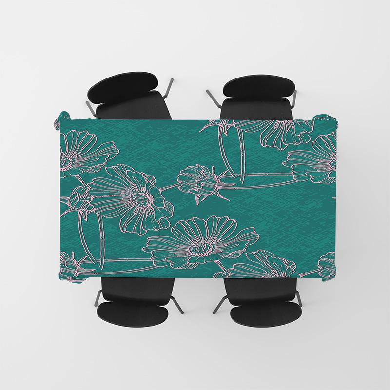 Green Floral Printed Tablecloth Rectangular Dining Room Decor High Quality Non-Slip Mat For Kitchen Home Party Supplies (M) Alie