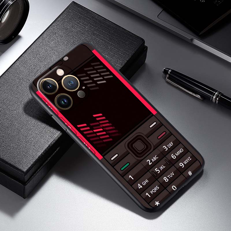 Luxury Vintage Phone Pattern Phone Case For Apple iPhone 17 16 16E 15 14 13 12 11 Pro Max Plus Black Soft Silicone