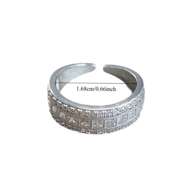 1PC Environmentally Friendly Row Diamond Zircon Micro-inlaid Ring Niche Design Fashion Light Luxury Exquisite High Sense Daily Versatile Index Finger