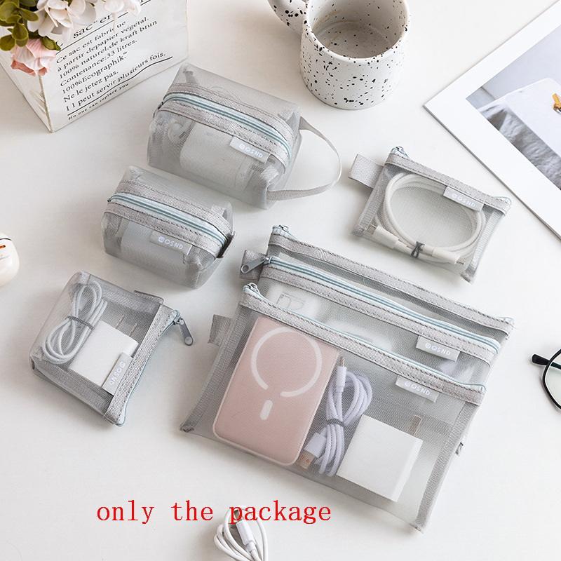 

M-6Pcs Portable 3D Card Organizer Pouches Transparent Mesh Coin And Miscellaneous Storage Bags Travel Cosmetic Bag