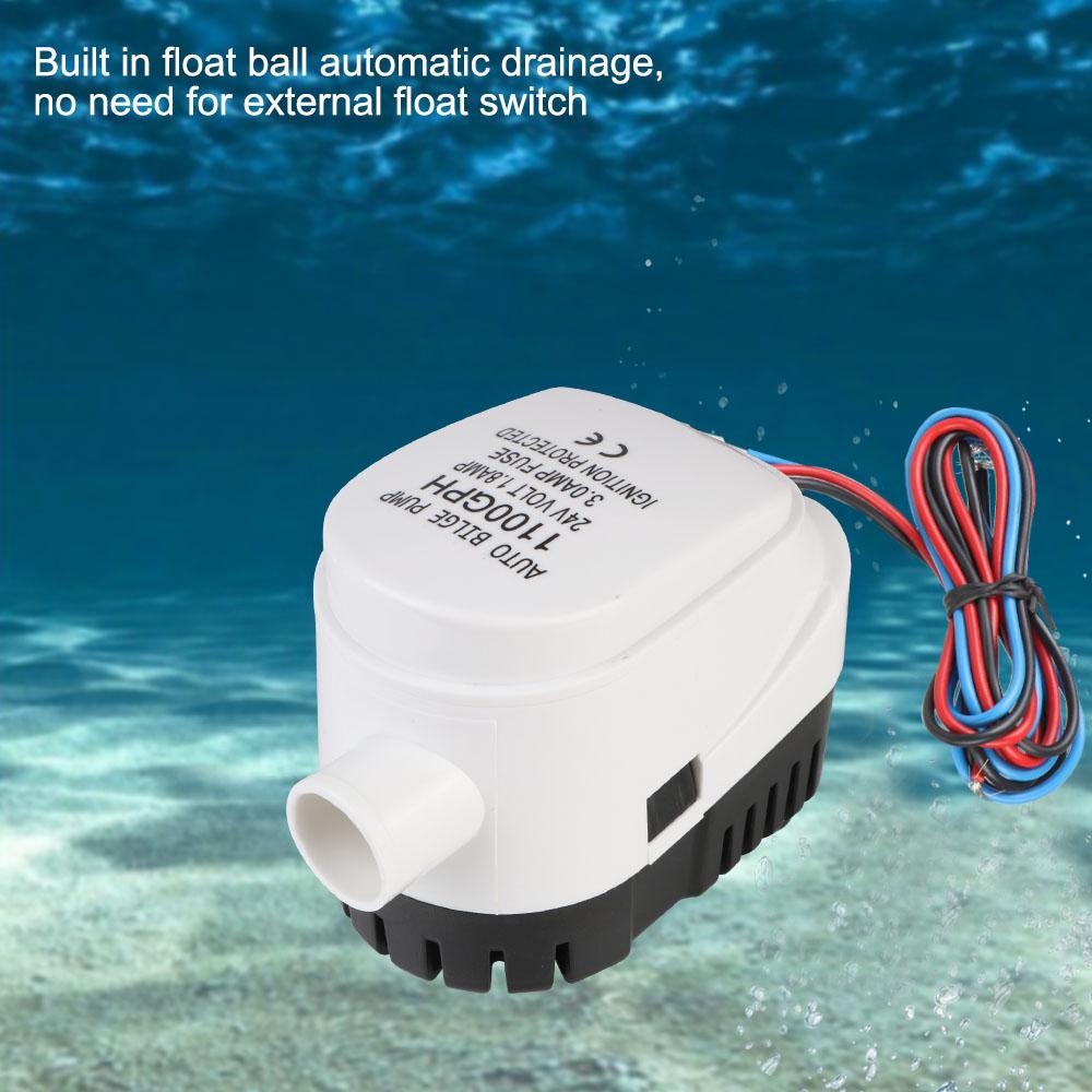 Auto Submersible Water Electric Pump DC 12V/24V Volt Yacht Boat with Fuse Automatic Boat Bilge Pump 1100GPH Motor Seaplane Small