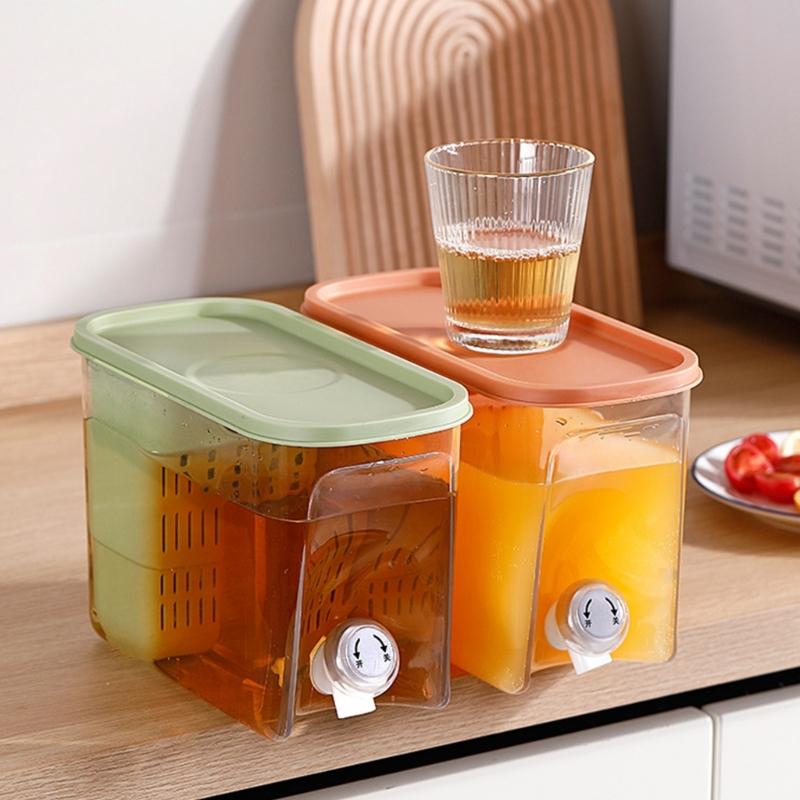5800ML Juice Container Refrigerator Cold Kettle Drinkware Bucket with Faucet Beverage Dispenser with Filter PP Material