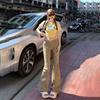 Khaki Spice Girls micro-pull jeans women's spring and autumn new low-rise elastic slim-fitting slim horseshoe flared pants