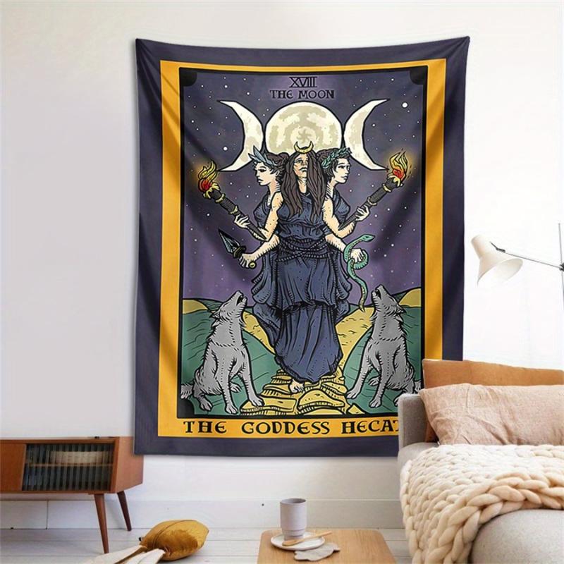 VIKAMA Astrologythemed Tapestry Tarot Moon Tapestry Hecate Goddess Mandala Design Witchcraftinspired Wall Hanging