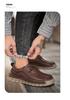 Men's Autumn Hand-Stitched Leather Driving Shoes - Large Size, Low-Top, Lace-Up, Flat Sole