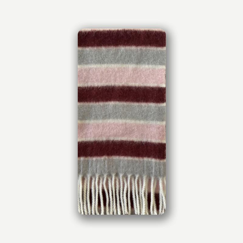 

Original Wool Blended Colorful Striped Tassel Scarf for Girls in Autumn and Winter with Cute Woolen Scarf New Style 220x27cm