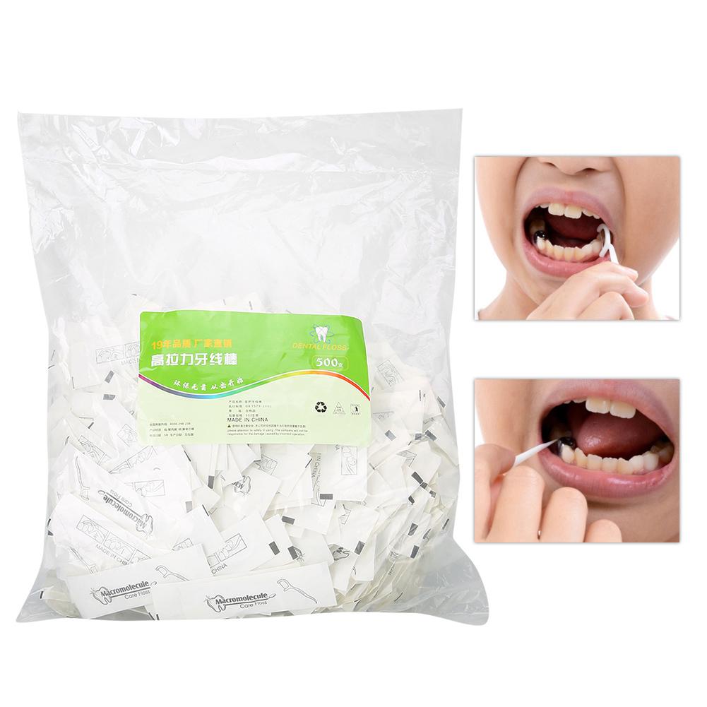 500pcs Disposable Dental Floss Stick Teeth Stain Removal Floss Oral Care Tool