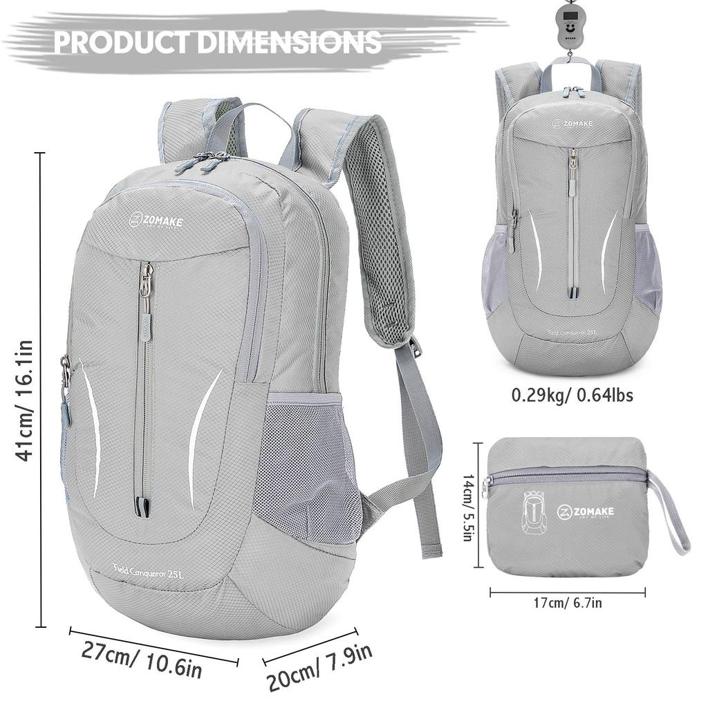 [ZOMAKE] Foldable Backpack 25L Ultralight Compact Waterproof Outdoor Bag Backpack Daypack for Hiking, Camping, Travel, Commuting, School, and