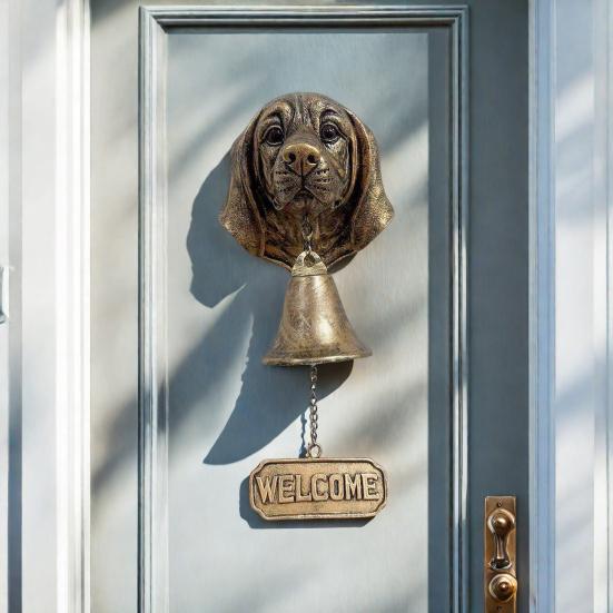 Dog Welcome Bell Vintage Shopkeepers Bell Wall Mounted Dog Door Bell with Welcome Sign for Farmhouse Home Front Door Entrance