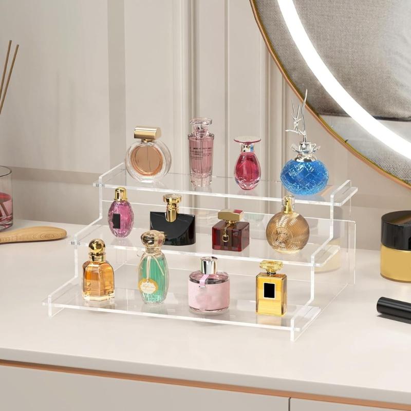 Transparent flerskiktad kosmetisk förvaringshylla Modern heminredning Akrylhylla för dofttillbehör