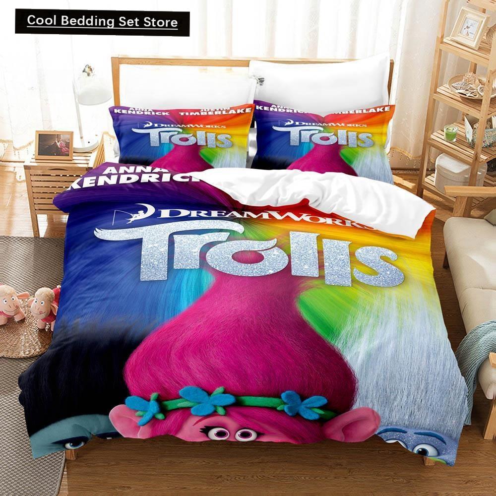 3D Print Cartoons Bed Sheet Set Trolls Bedding Set Single Twin Full Queen King Size Bed Set Adult Kid Bedroom Duvet cover Sets