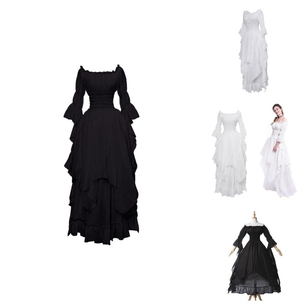 Qita Mittelalterliches Halloween Cosplay Kleid mit Bindetaillenband und Hofstil langem Rock Europäische und Amerikanische Fantasy-Elemente Größen S-xxl)