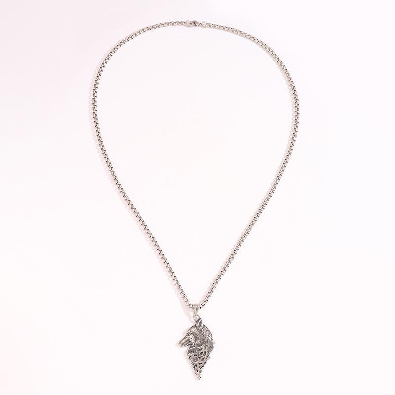 Hip-hop European and American Wolf King Necklace, Titanium Steel Stainless Steel Necklace Wolf Head Necklace, Non-fading, Non-oxidizing and Washable