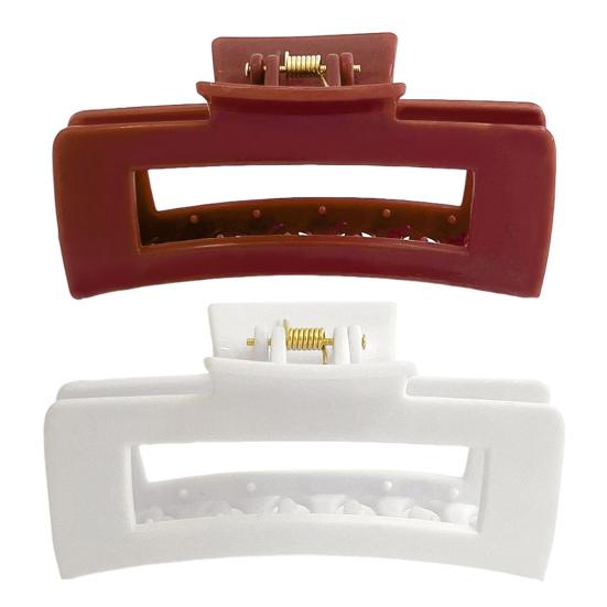 2Pcs Women Hair Claws Non-Slip Safe Grip Square Frosting Hair