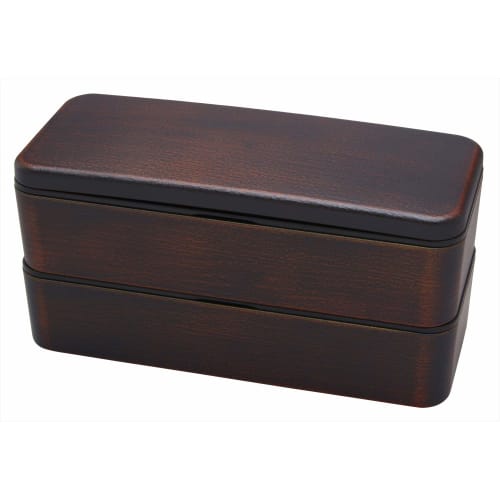 Yamanaka Lacquerware Square Bento Box, Tochigi Wood Grain, M16563-0