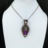 Purple Carved Bone Face Pendant Copper Wire Wrapped Pendant Rainbow Moonstone Pendant Handmade Copper Jewelry Gemstone Pendant Wedding Gift