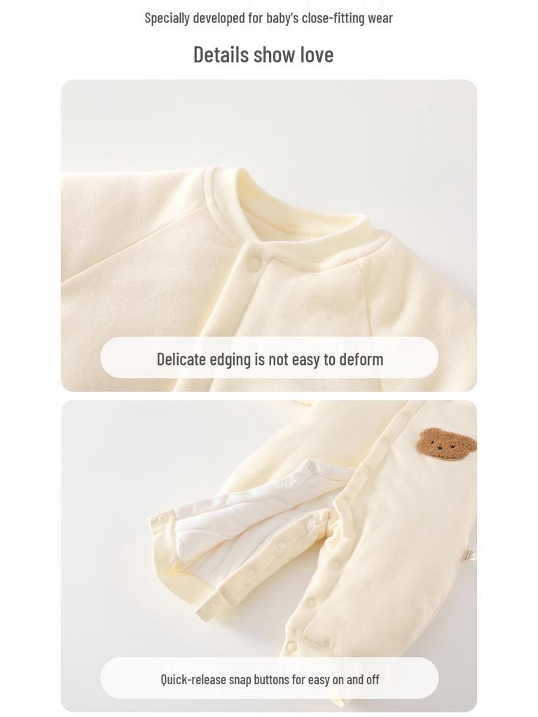 180g Extra Thick Quilted Winter Baby Romper - Pure Cotton, Class A, Warm Onesie