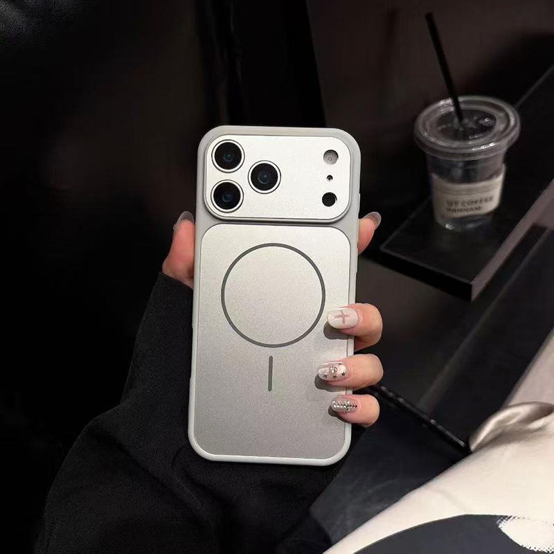 Luxury Large Window Magnetic Official Orange Phone Case For iPhone 17 16 15 14 Plus 13 12 Pro Max Wireless Charging Back Cover