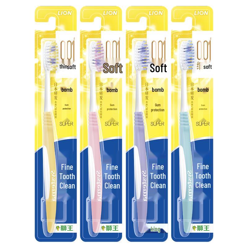 Lion Fine Tooth Clean 0.01 Elastic Gum Care Toothbrush 4-Pack