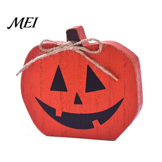 Halloween Table Decorations Sign, Wooden Pumpkin Ghost Bat Block Rustic Vintage Fall Tabletop Decor Tiered Tray Ornament for Home Office Indoor