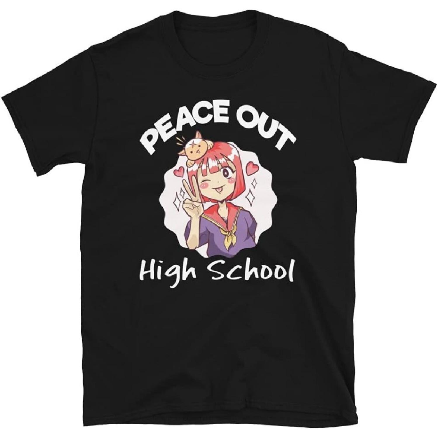 Peace Out High School Anime School Girl Graduation T-Shirt S