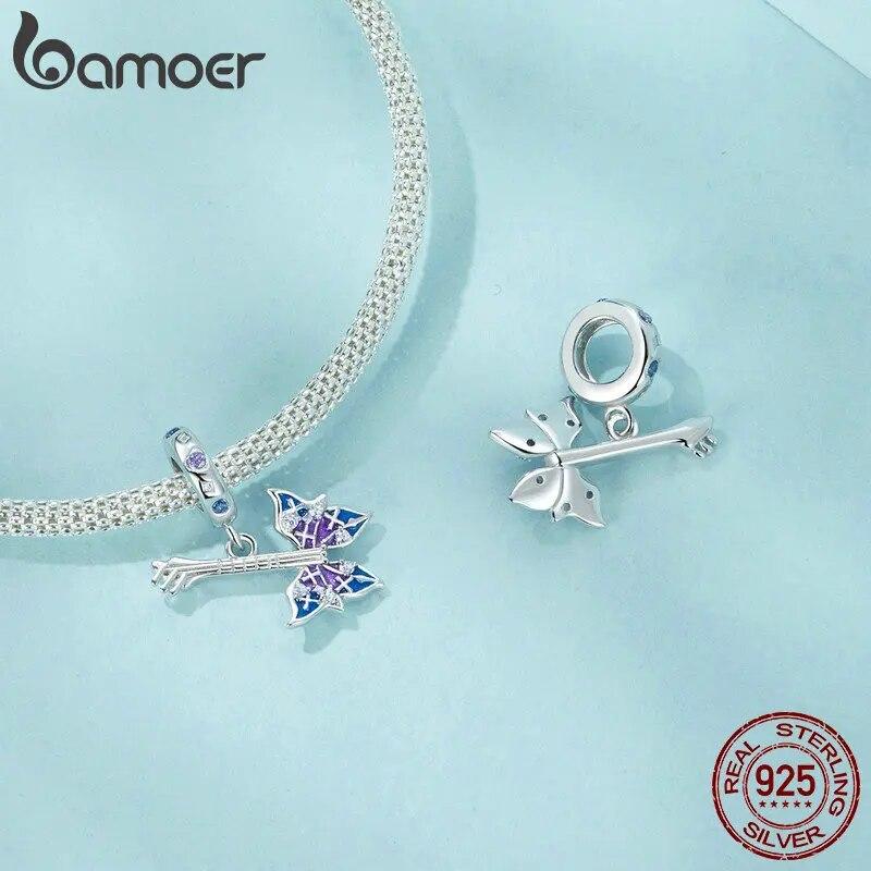 BAMOER Butterfly Bass Charm Pendant for Women Jewelry Making 925 Sterling Silver Music Charm for Original Bracelet Accessories