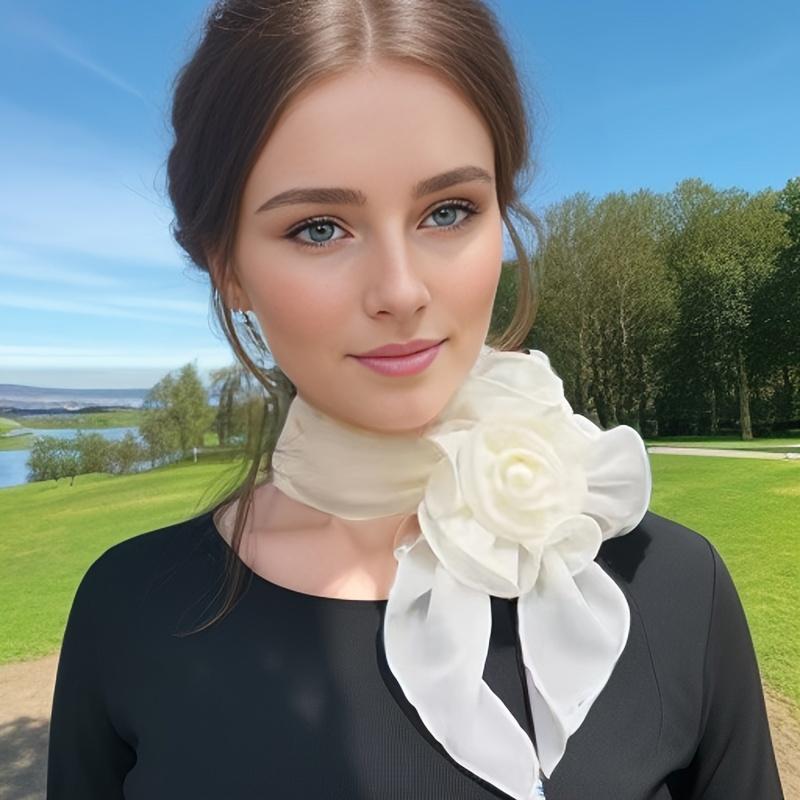 1PC Clothing Fashion Multi-purpose Outfit Elegant Adorn Long Silk Scarf Temperament Accessories Eye-catching Rose