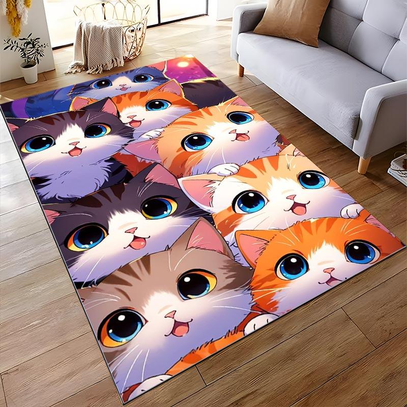 Cute Cartoon Cats Pattern Carpet for Living Room Home Decoration Suitable for Use As an Anti-slip for Living Room Bedroom Sofas