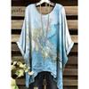 Bohemian Chic Oversized Trendy Ethnic Prints Irregular Hem O-Neck Y2k Clothes Fashion Woman Clothes Versatile Women's Clothing