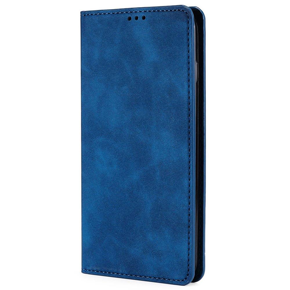 

For Oppo Find X5 Lite Skin Touch Feeling Flip Case PU Leather Magnetic Absorption Folding Stand Cover with Card Slots Dark Brown