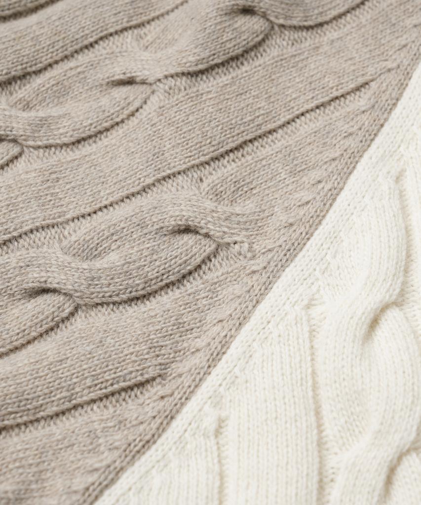 FRIZMWORKS Wool Cable Raglan Half Zip Knit _ Oatmeal