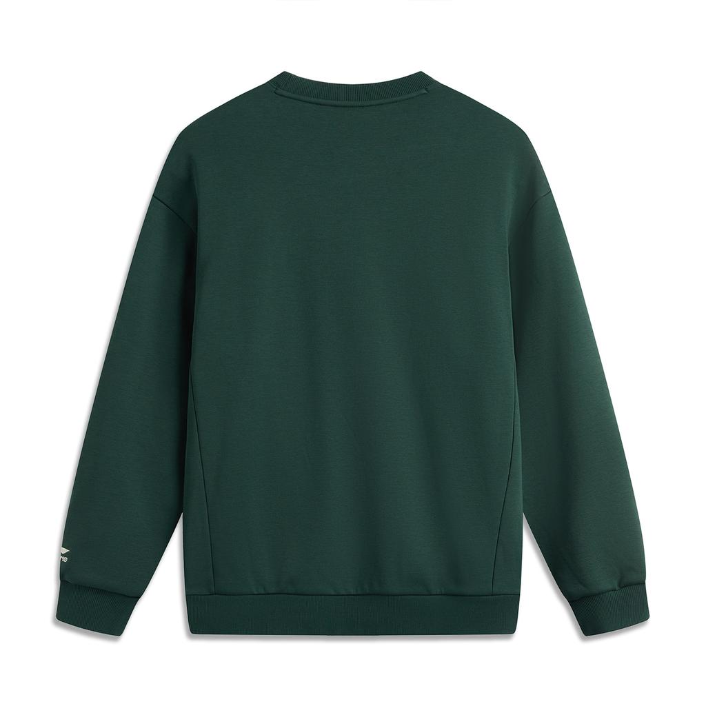 Li Ning Sports Lifestyle Series Anti-Static Anti-Bacterial Fleece Warm Breathable Comfortable Casual Sweatshirt Unisex Sweatshirt Dark-Green AWDUC85-6