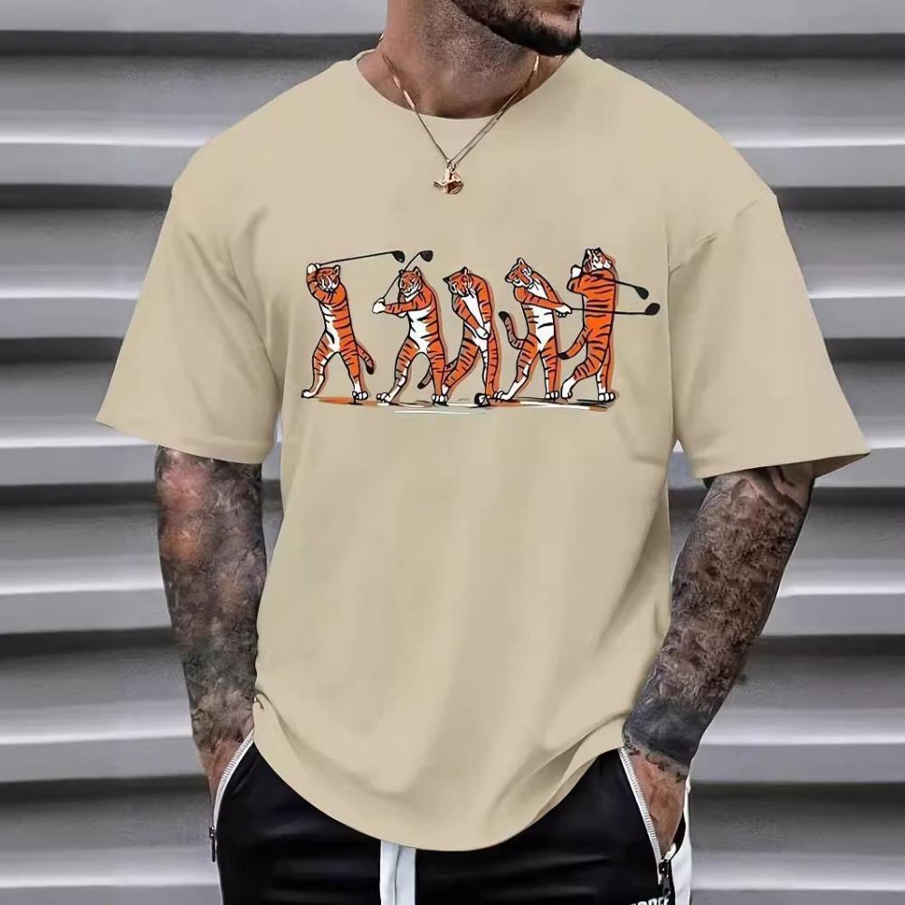 Tiger T-shirt for men's animal 3D printing men's summer short sleeved T-shirt men's oversized top casual men's clothing