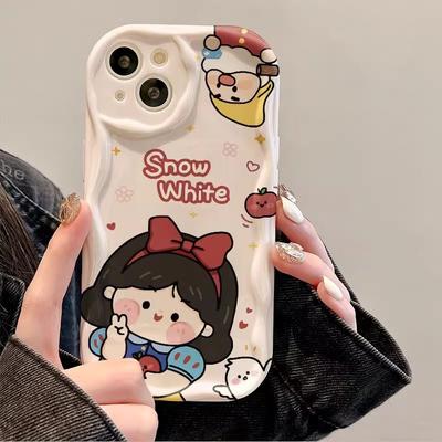 Branca de Neve para Capa de Celular Apple 16promax 14 Novo Modelo Feminino para IPhone15pro/13 Padrão Creme 11