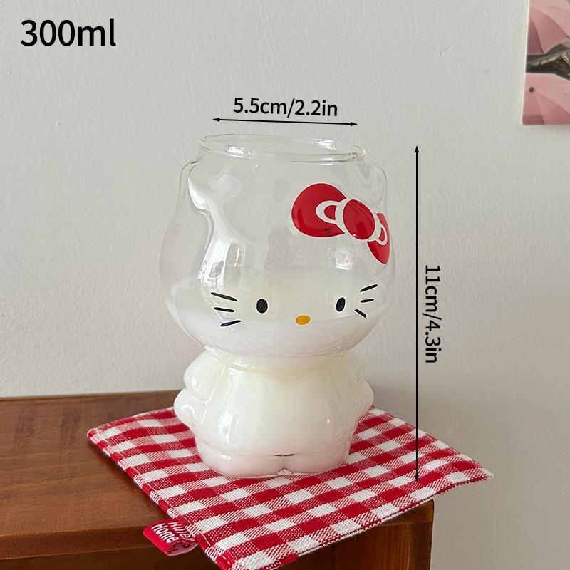 Cute Glass Cup Cartoon Hellokitty Water Cup Transparent Coffee Milk Glass Bottle Drinkware Cocktail Drinking Cup