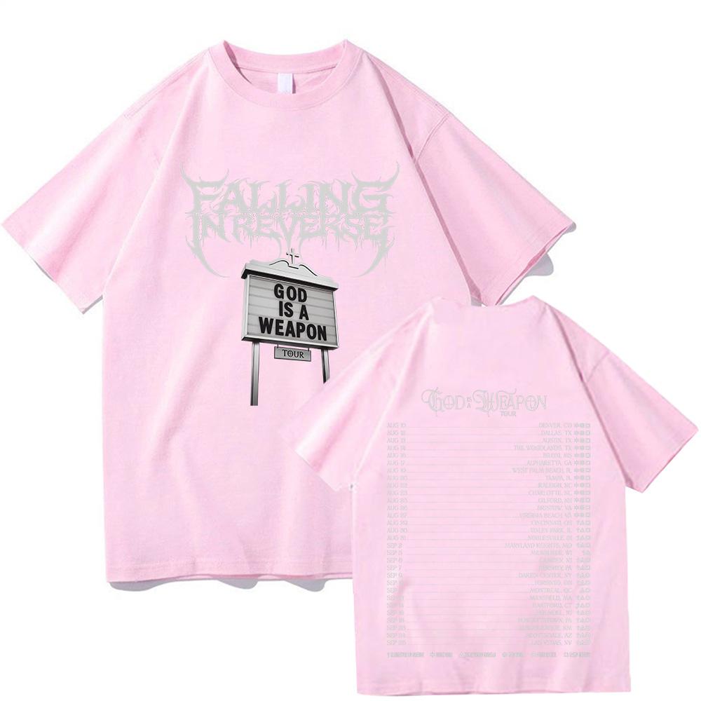 Falling in Reverse God Is A Weapon Tour Trička 2025 Módní Krátký Rukáv Bavlna Letní Trička Hip Hop Pánské Oblečení Unisex Tričko