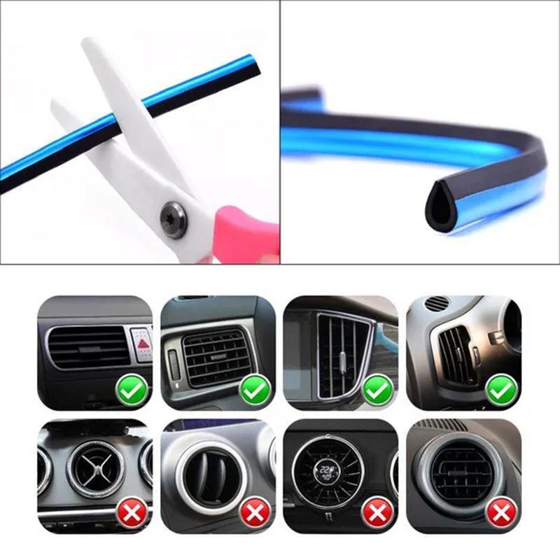 10Pcs U-Shape Moulding Trim Strips Car Air Conditioner Outlet Decorative Strips Cover Car Door Edge Corner Protector 20cm/Strip