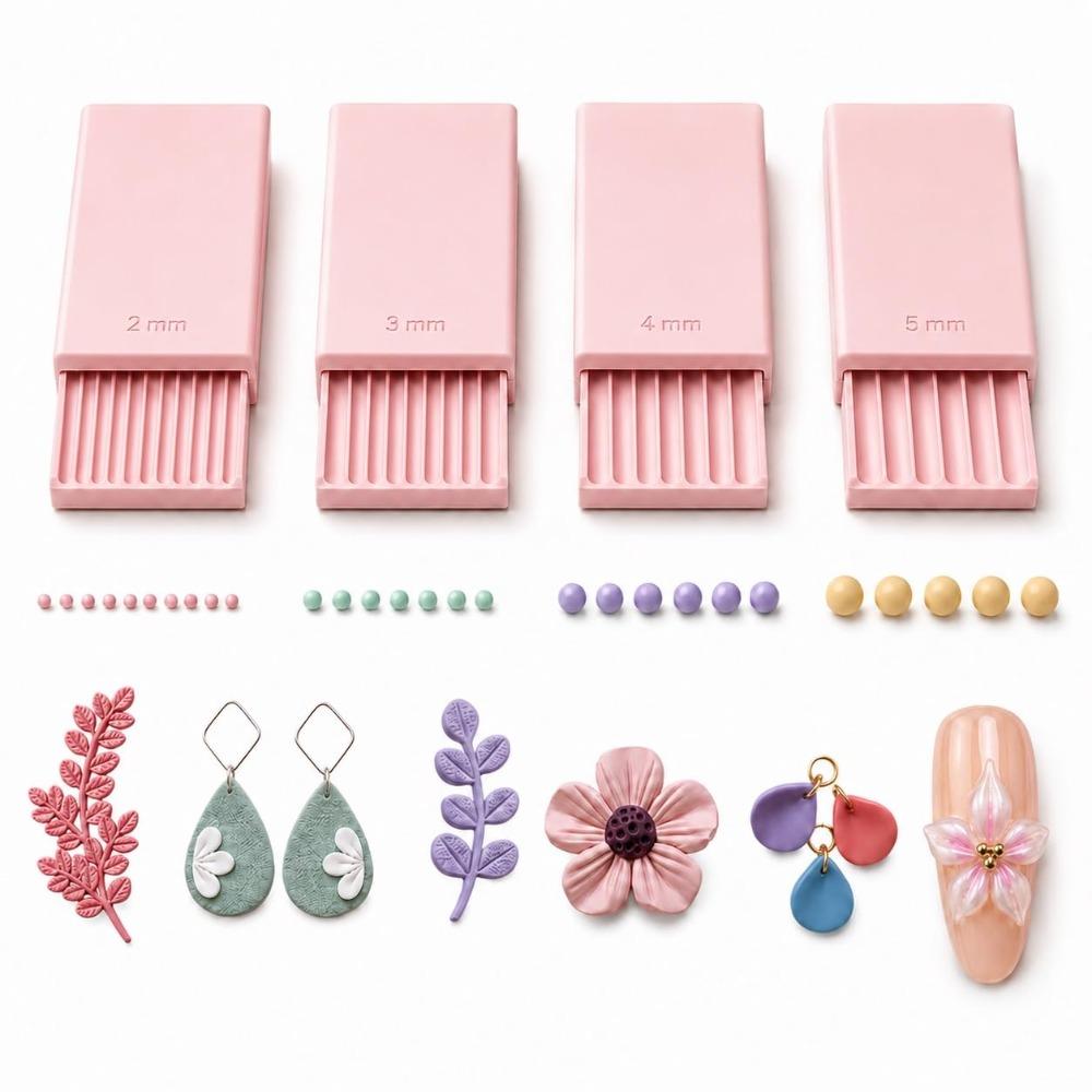 4PCS Smooth Rolling Nail Art Bead Roller 3D Printed Sphere Shaper Roller Polymer Clay Crafts