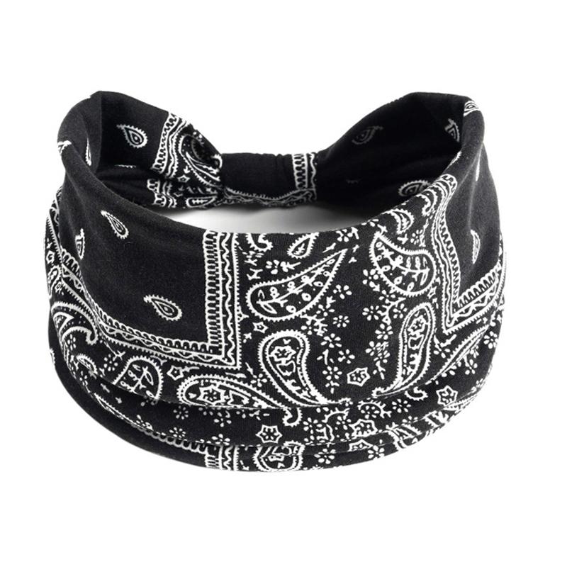 

Тюрбаны с узелками в стиле бохо для йоги, эластичная повязка на голову для женщин, широкие повязки для волос, головные уборы, банданы с принтом, аксессуары для повязок на волосы чёрный