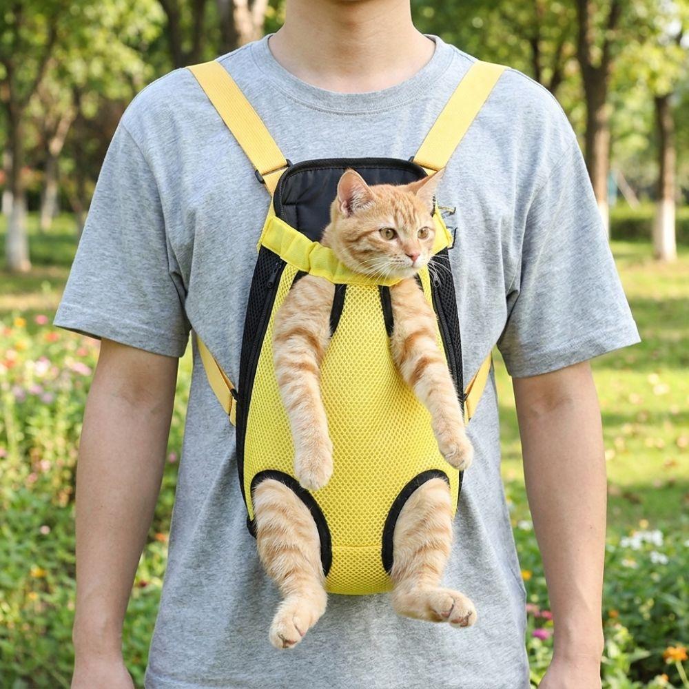 Double Shoulder Dog Front Carrier Breathable Mesh Dog Carrying Bag Pet Outdoor Backpack Camping