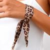 Retro Adjustable Stainless Steel Cuff Bracelet for Women, Leopard Printed Silk Scarf Open Bracelet, Popular Jewelry for Women