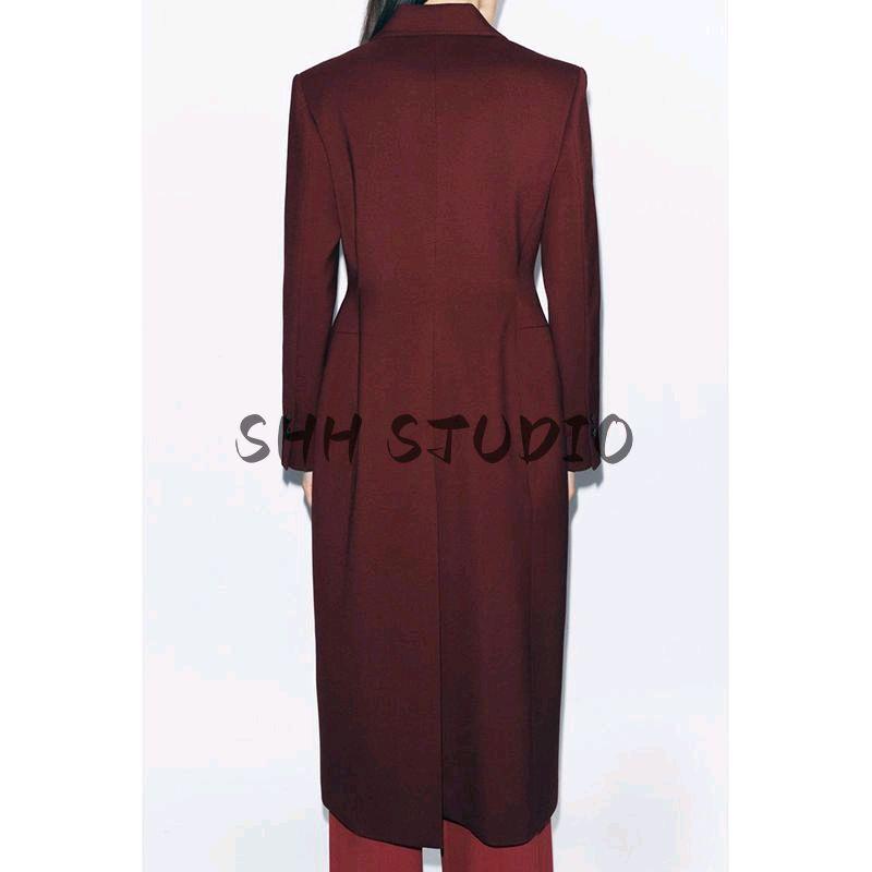 Spring New Women's Clothing Lapel Long Sleeves Waist-Tight Slim Looking Silm Elegant Long Overcoat Outerwear 2170603