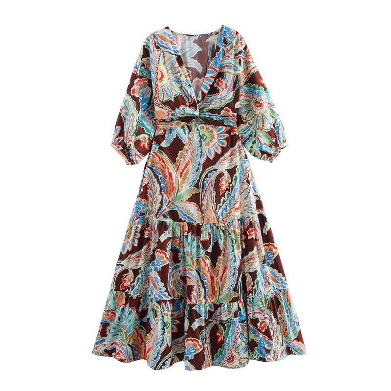 Jnleaog Autumn New Women's Clothing Fashion Style Stylish Fashion Bow Tie Print Dress 2584185