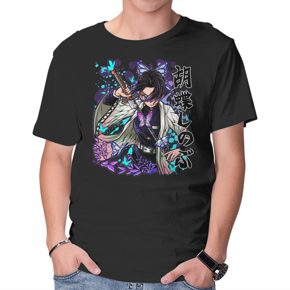 Unisex Crew Neck T-Shirt The Insect Hashira Graphic Short Sleeve Casual Tee XL