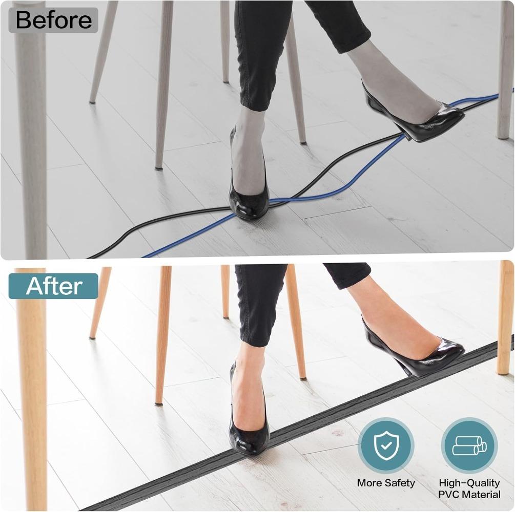 1PC 1M Floor Cord Cover Extension Wiring Duct Protector Power Cable Protector Covers Practical Wire Organizer Cord Protector