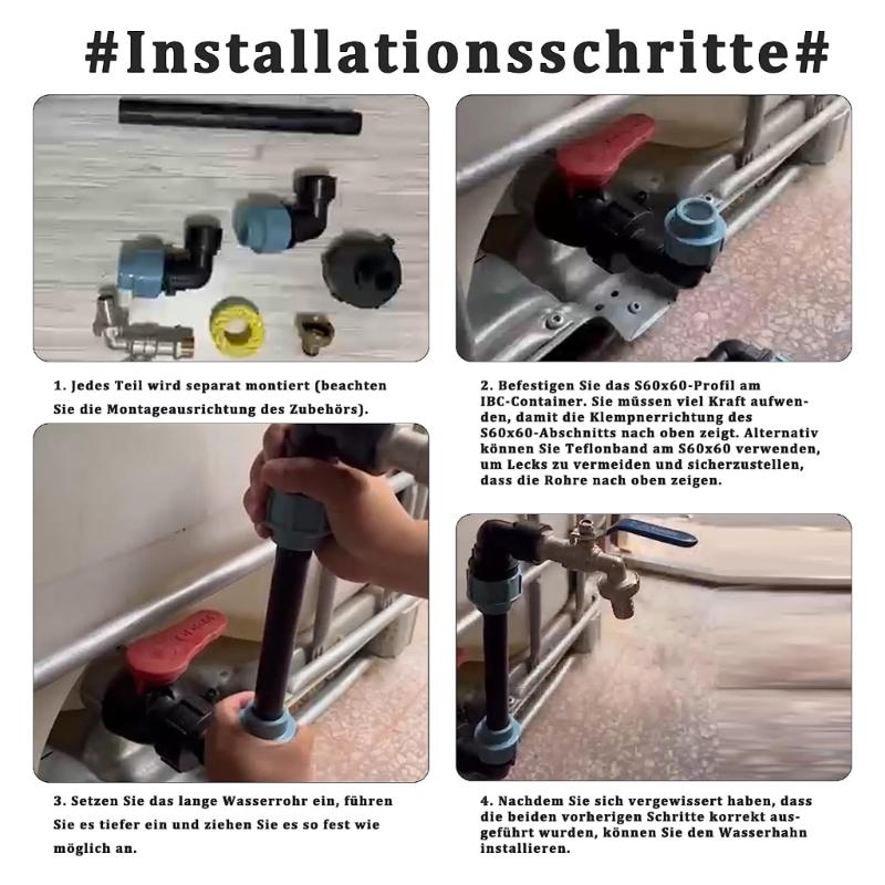 1000L Wassertank Zubehör IBC Schwanenhals Auslaufhahn IBC Behälteradapter für Wassertank IBC 3/4 Zoll Hahnadapter